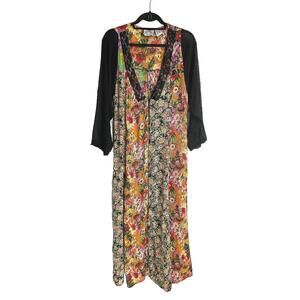 70s Vintage Jasmine K.V.M Sheer Bohemian Cottage Floral Duster Blouse Size L